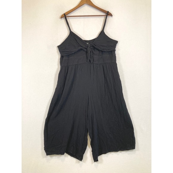 City Chic Pants - Boho City Chic Women XL/22 Black Tie Front Wide Leg Smocked Back Jumpsuit